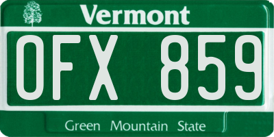 VT license plate OFX859