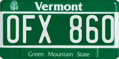 VT license plate OFX860