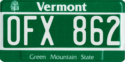 VT license plate OFX862