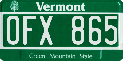 VT license plate OFX865