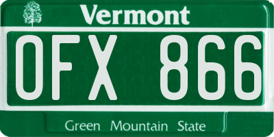 VT license plate OFX866