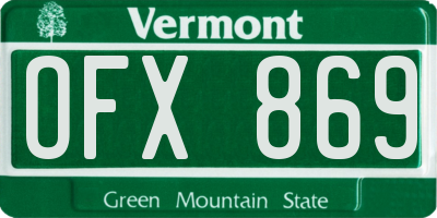 VT license plate OFX869
