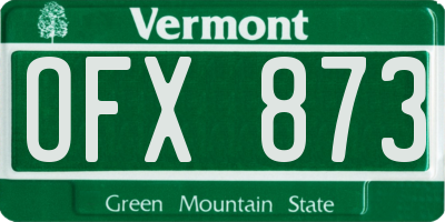 VT license plate OFX873