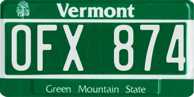 VT license plate OFX874