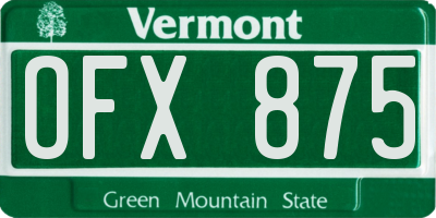 VT license plate OFX875