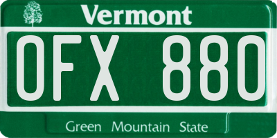 VT license plate OFX880