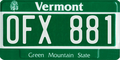 VT license plate OFX881