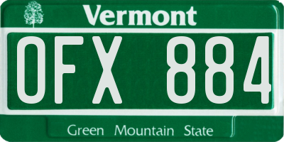 VT license plate OFX884