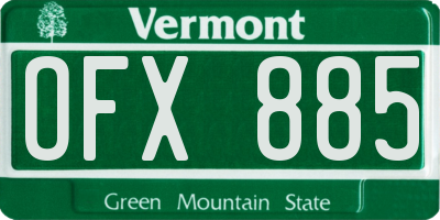 VT license plate OFX885