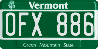 VT license plate OFX886