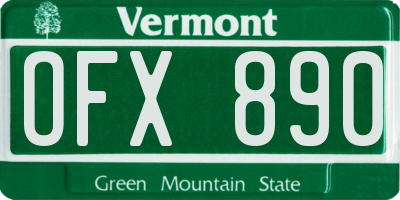 VT license plate OFX890