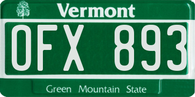 VT license plate OFX893