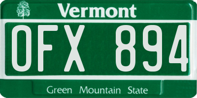 VT license plate OFX894