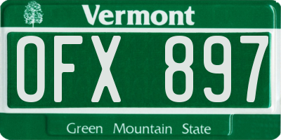 VT license plate OFX897