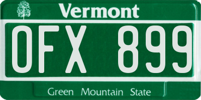 VT license plate OFX899