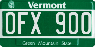 VT license plate OFX900