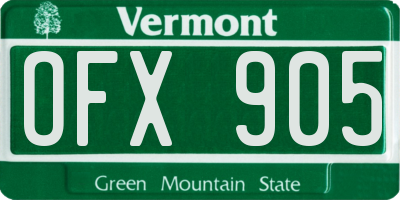 VT license plate OFX905