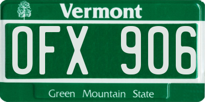 VT license plate OFX906