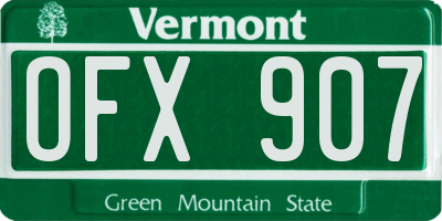 VT license plate OFX907