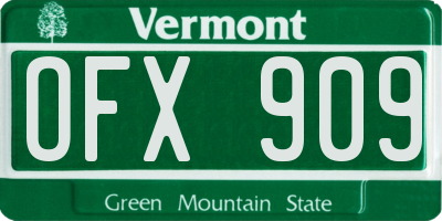 VT license plate OFX909