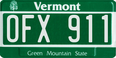 VT license plate OFX911