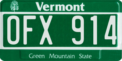 VT license plate OFX914