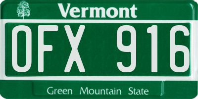 VT license plate OFX916