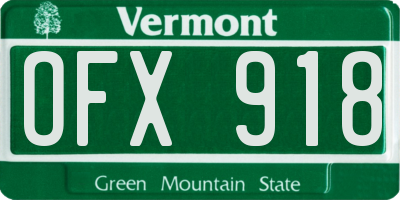 VT license plate OFX918