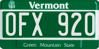 VT license plate OFX920