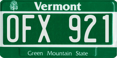 VT license plate OFX921