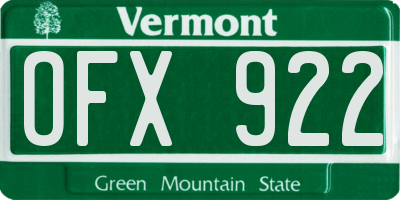 VT license plate OFX922