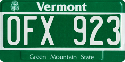 VT license plate OFX923