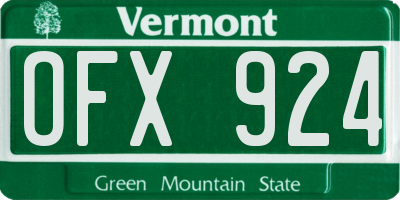 VT license plate OFX924