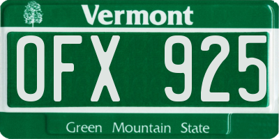 VT license plate OFX925