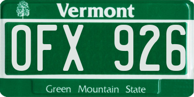 VT license plate OFX926
