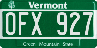 VT license plate OFX927
