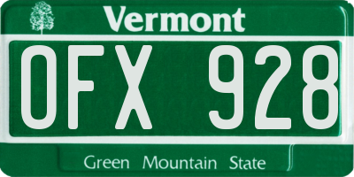 VT license plate OFX928