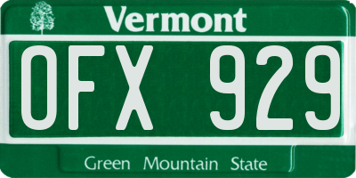 VT license plate OFX929