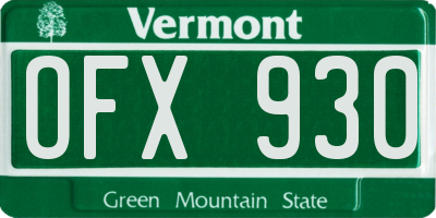 VT license plate OFX930