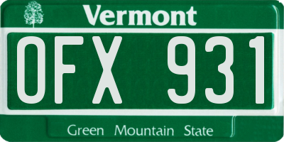 VT license plate OFX931