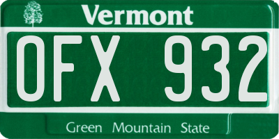 VT license plate OFX932