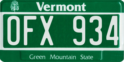 VT license plate OFX934