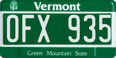 VT license plate OFX935