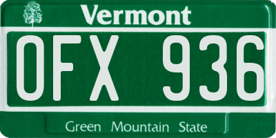VT license plate OFX936