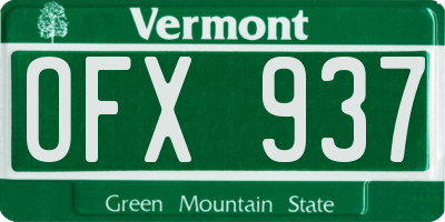 VT license plate OFX937