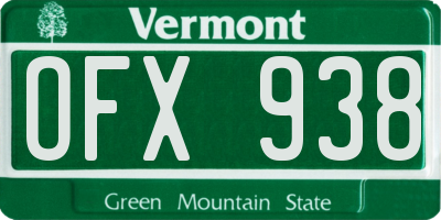 VT license plate OFX938