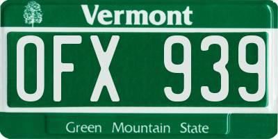 VT license plate OFX939