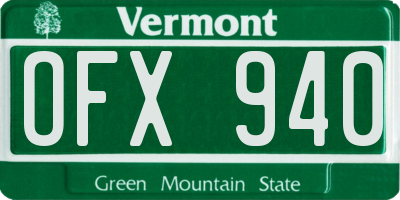 VT license plate OFX940