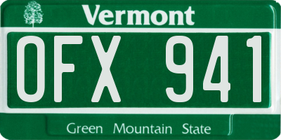 VT license plate OFX941