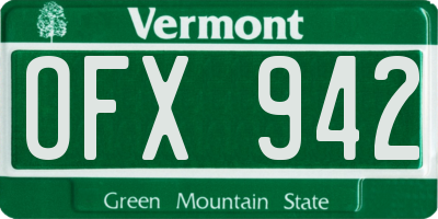 VT license plate OFX942